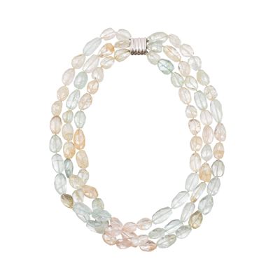 Collana in oro bianco 18 kt con acquamarina e chiusura in oro bianco