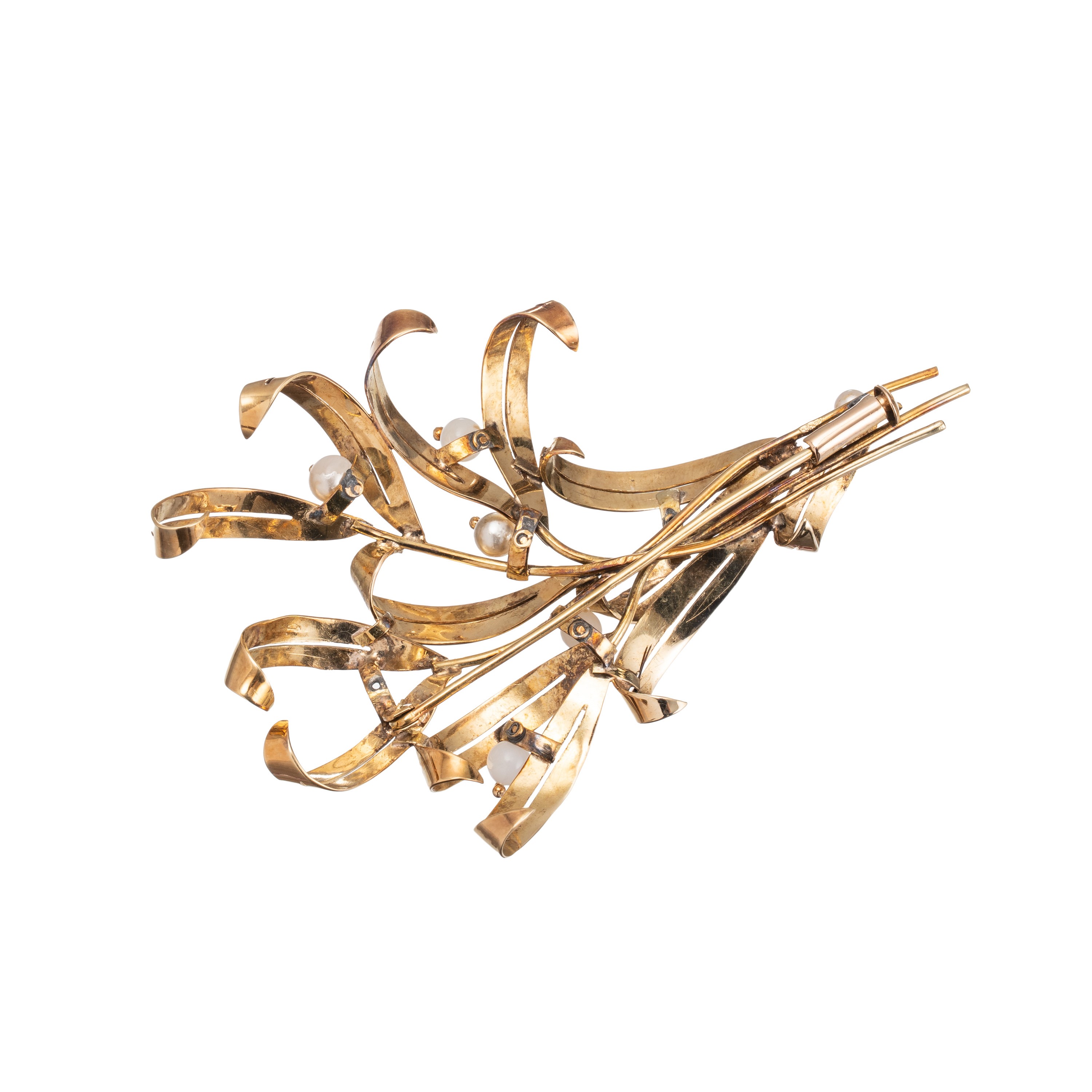 Parure in oro giallo 9 kt, spilla e orecchini