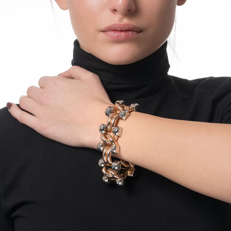 Bracciale in oro giallo 18 kt con marchio a fascio littorio