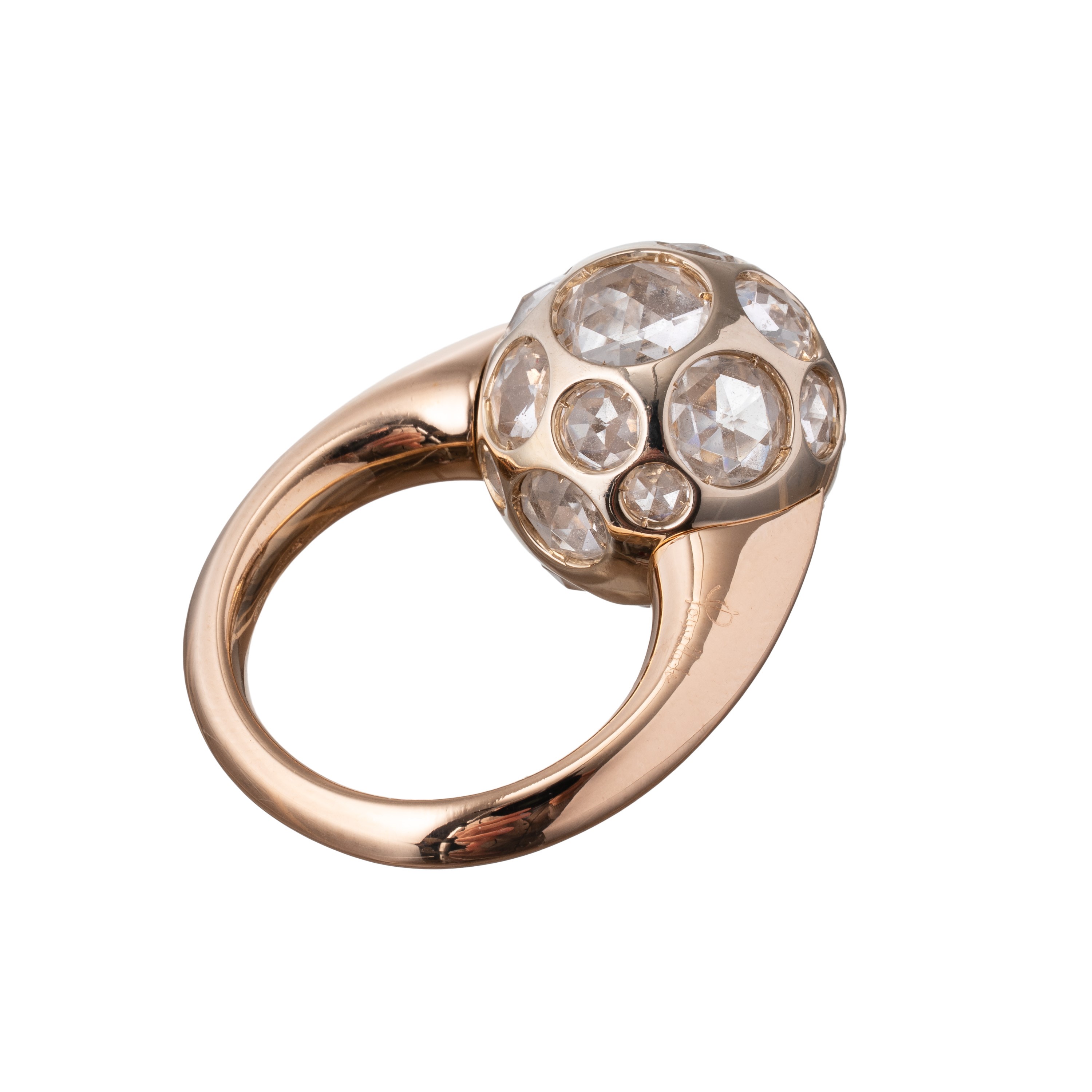 Pomellato - Anello in oro rosa 18 kt con cristalli di rocca