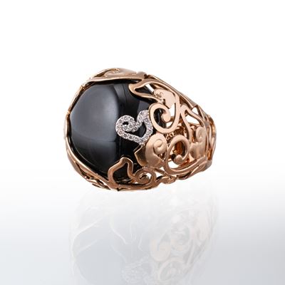 Anello in oro rosa 18 kt con onice