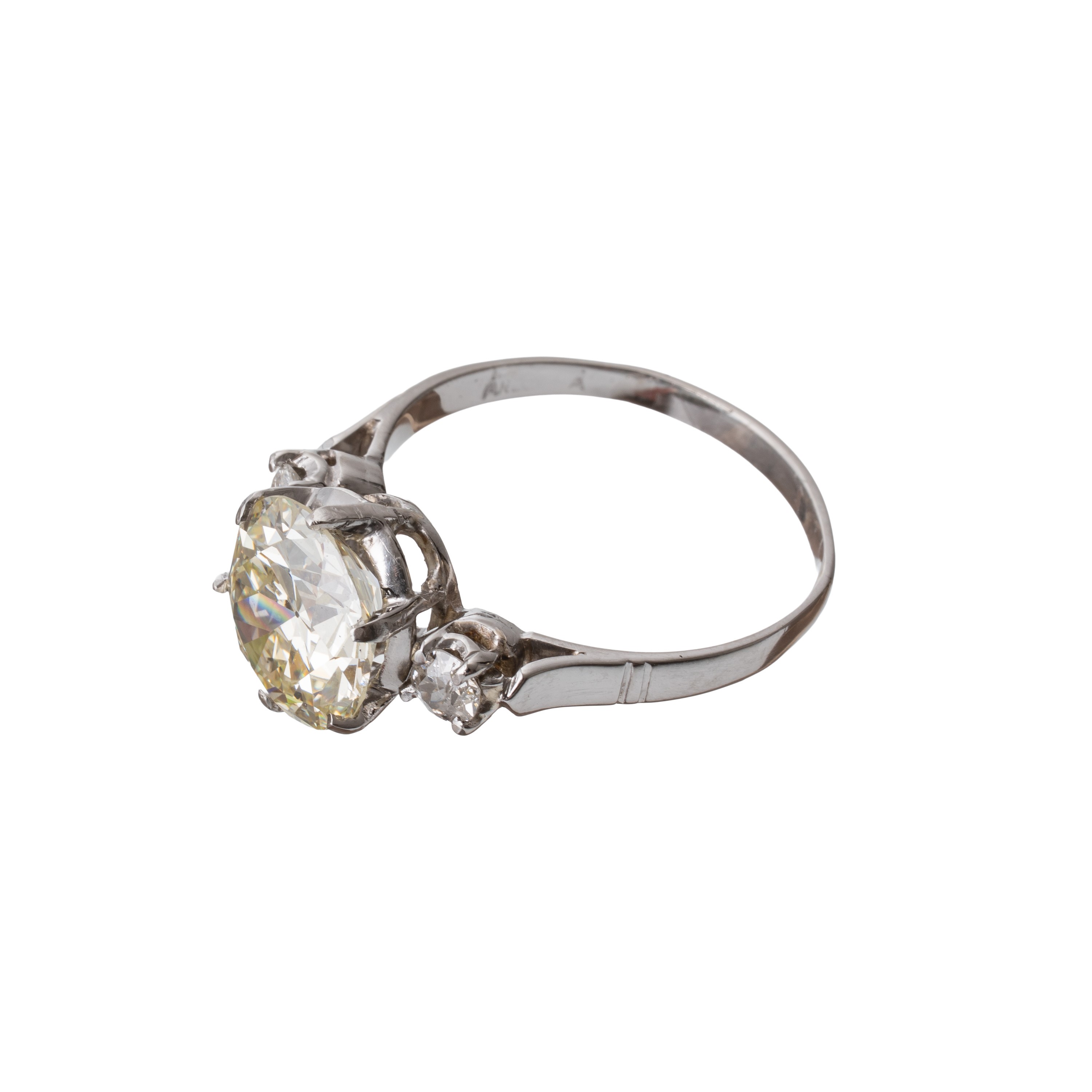 Anello in oro bianco 18 kt con diamante, certificato IGI 57618