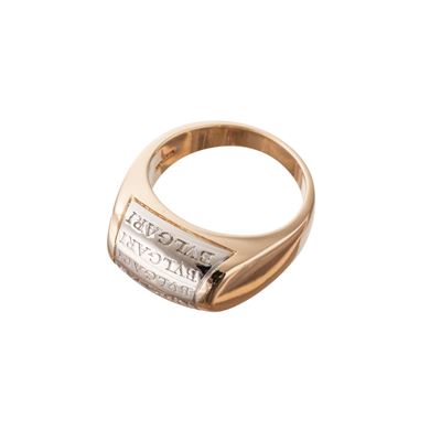 Anello tronchetto in oro giallo e bianco 18 kt