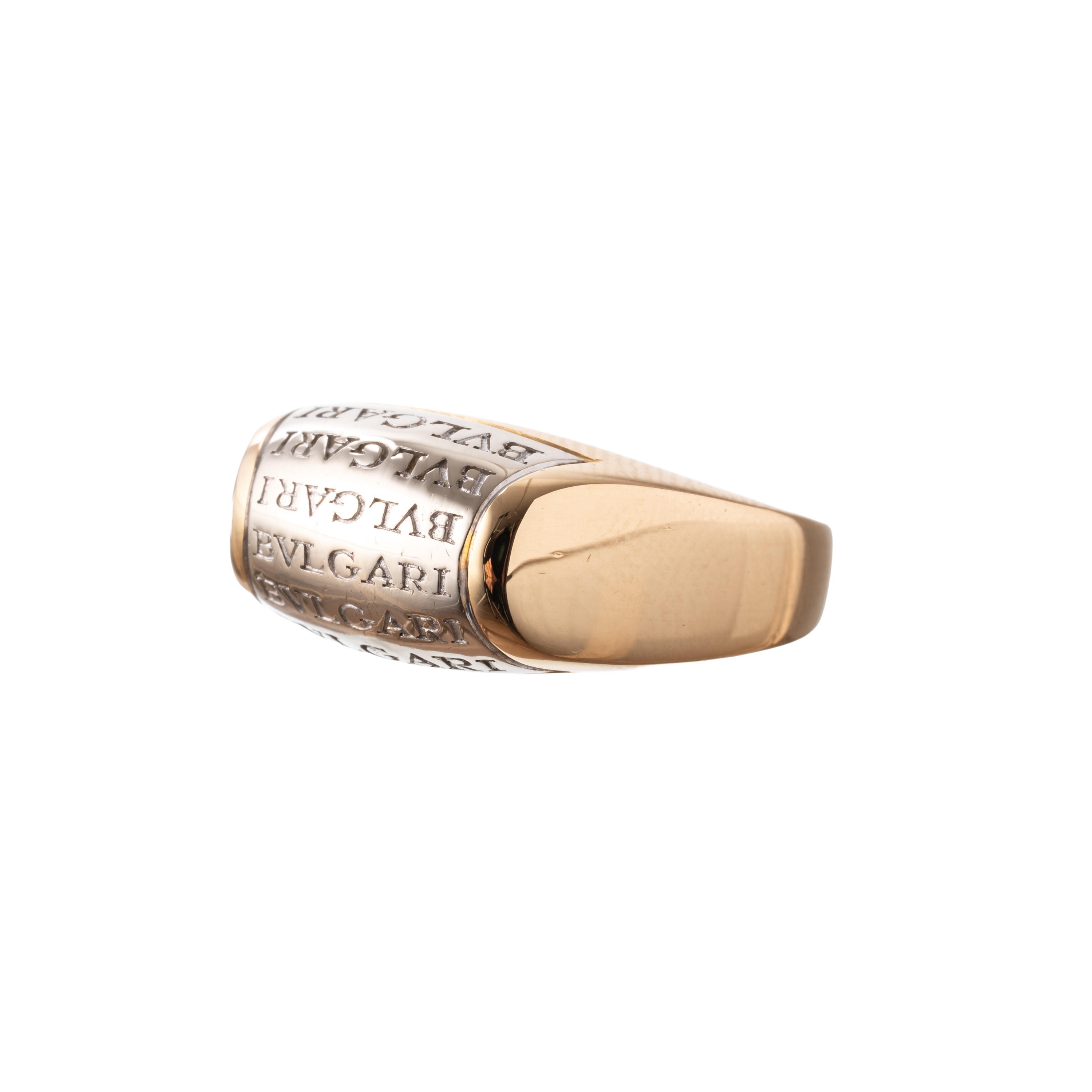 Bulgari - Anello tronchetto in oro giallo e bianco 18 kt