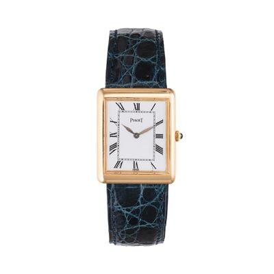 Orologio solo tempo Tank in oro giallo 18 kt a carica manuale con quadrante bianco