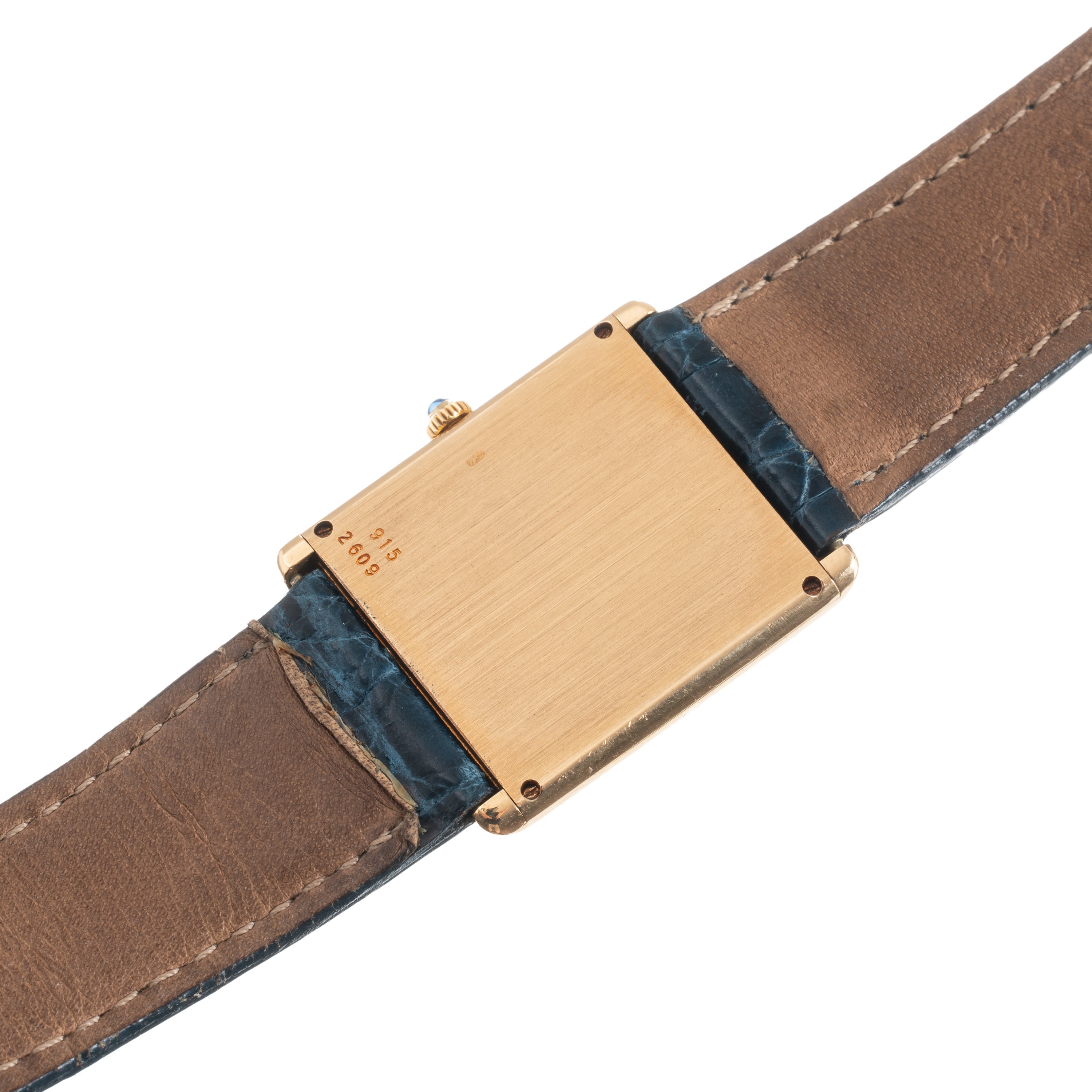 Piaget - Orologio solo tempo Tank in oro giallo 18 kt a carica manuale con quadrante bianco