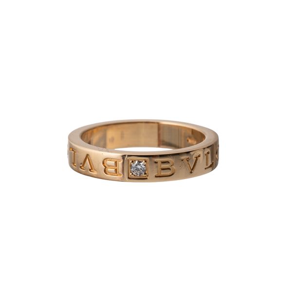 BULGARI - ANELLO IN ORO ROSA CON DIAMANTE TAGLIO BRILLANTE