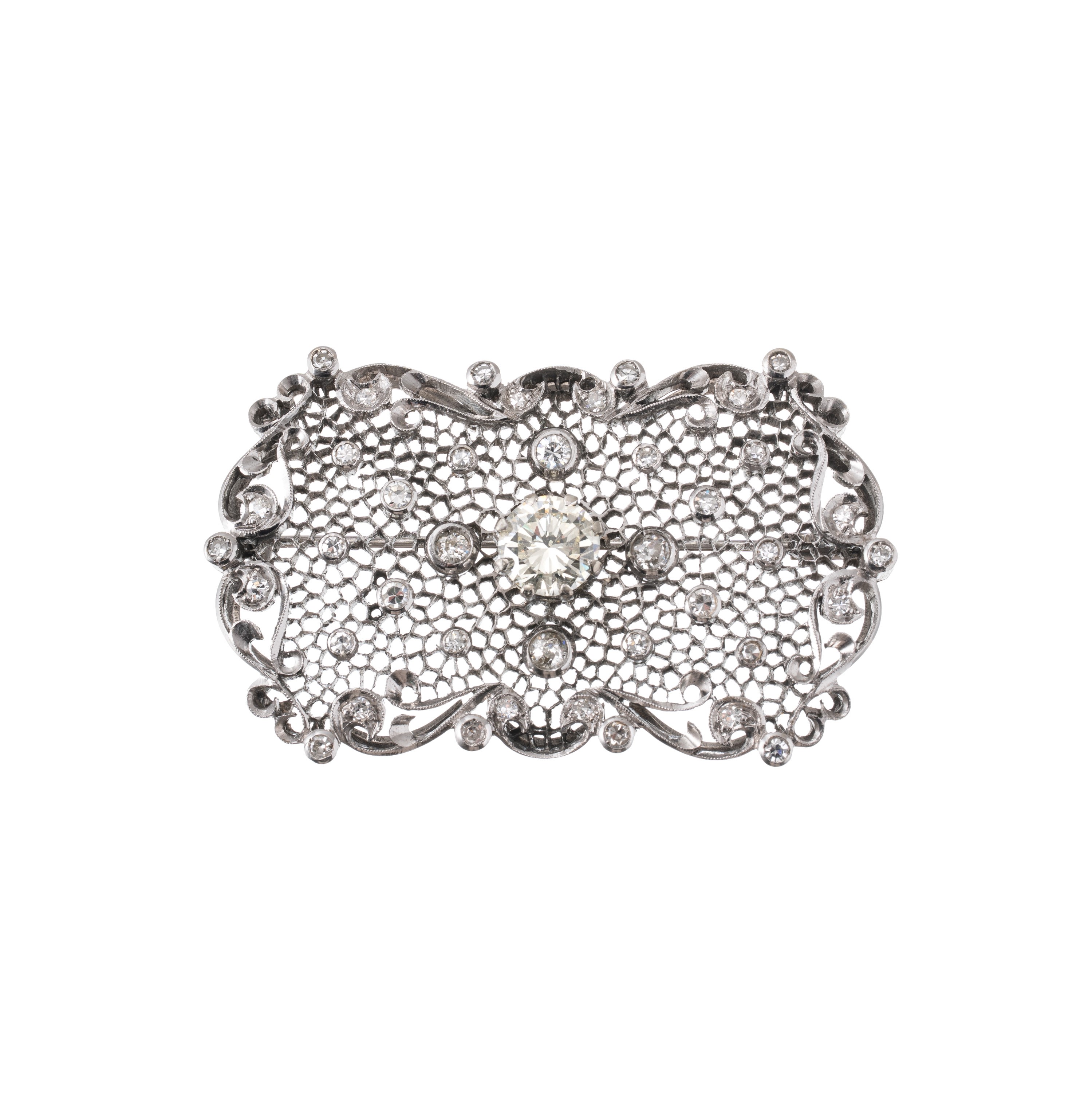 M. Buccellati - Spilla in oro bianco 18 kt con diamanti