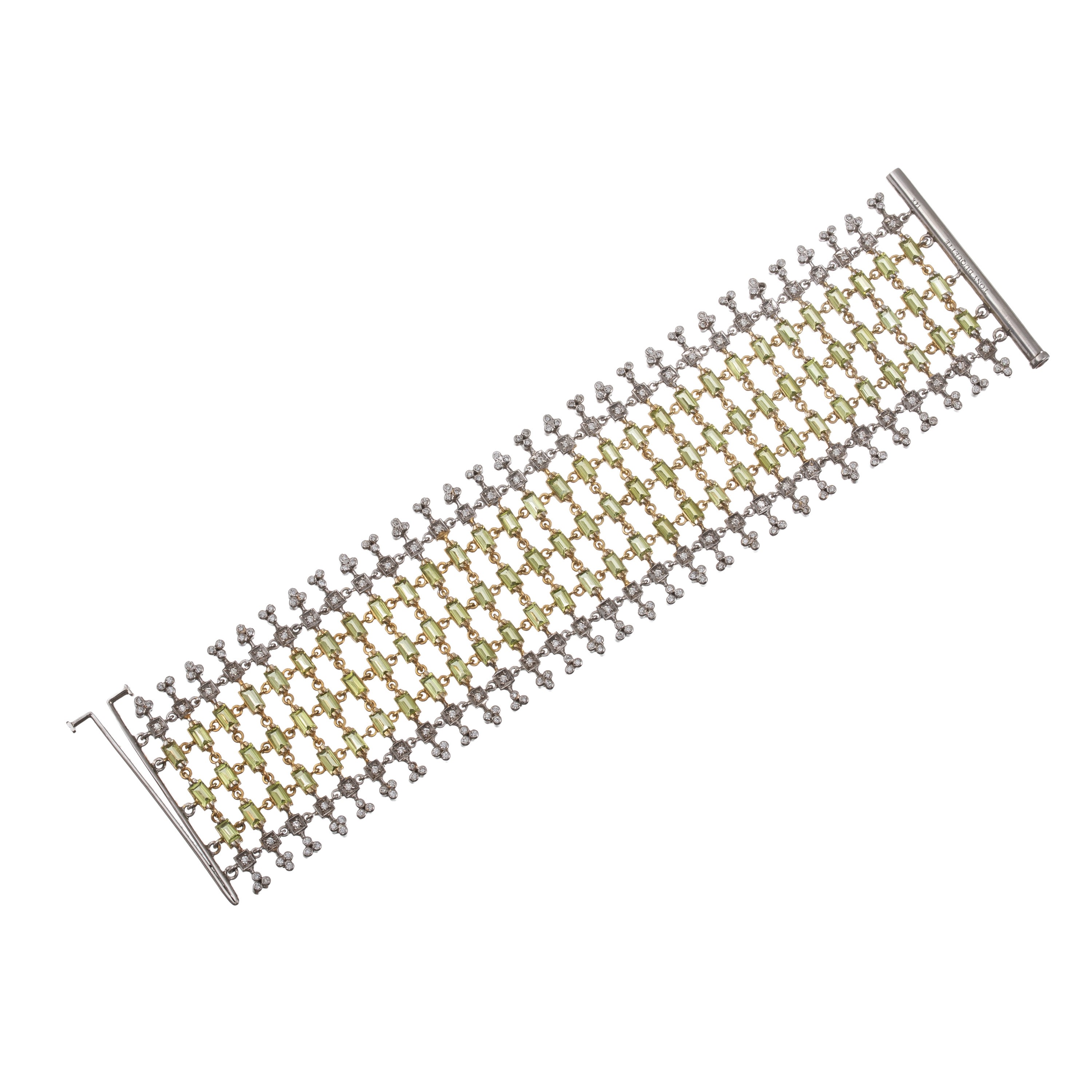 Tony Duquette - Bracciale in oro giallo e bianco 14 kt con peridoti e diamanti