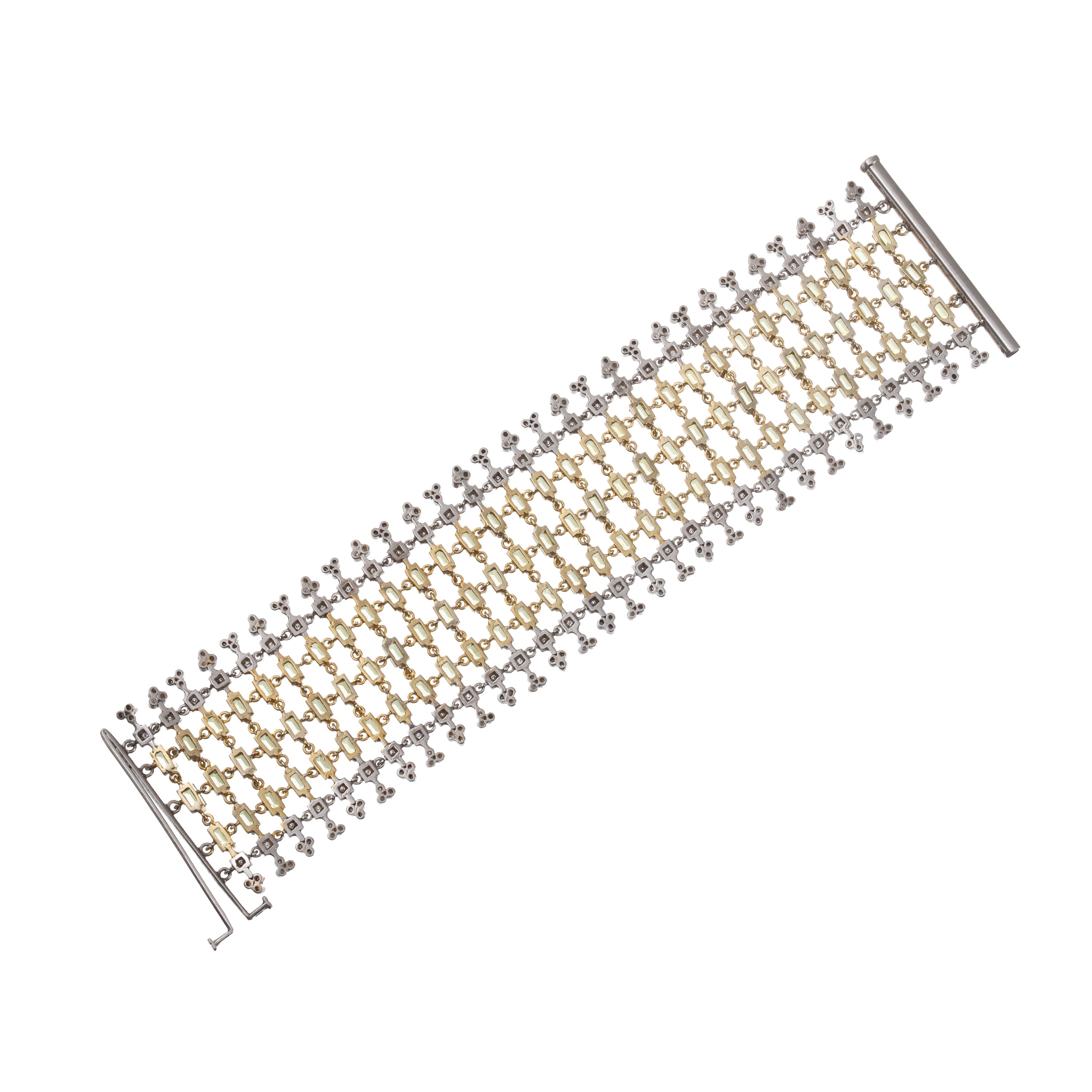 Tony Duquette - Bracciale in oro giallo e bianco 14 kt con peridoti e diamanti