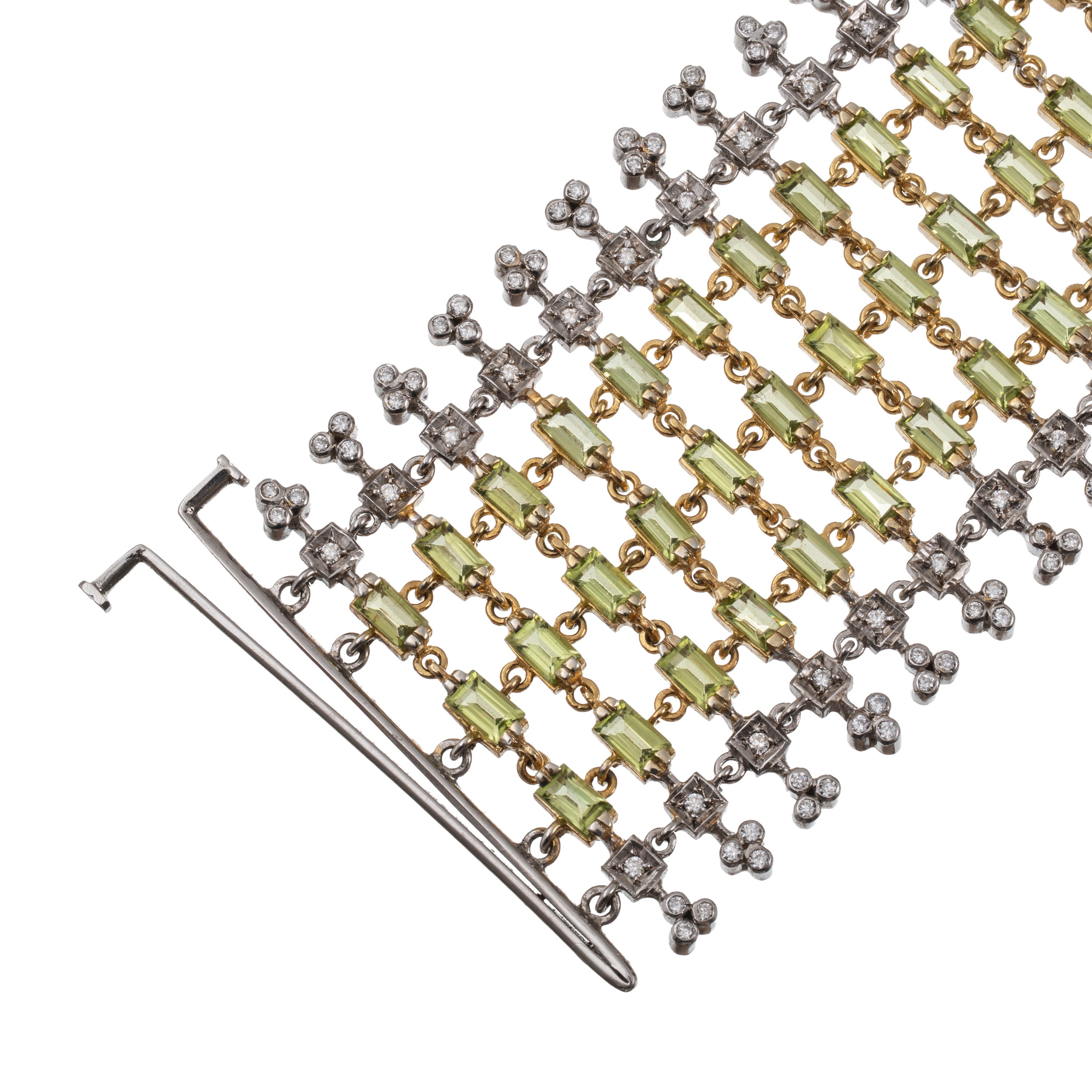 Tony Duquette - Bracciale in oro giallo e bianco 14 kt con peridoti e diamanti