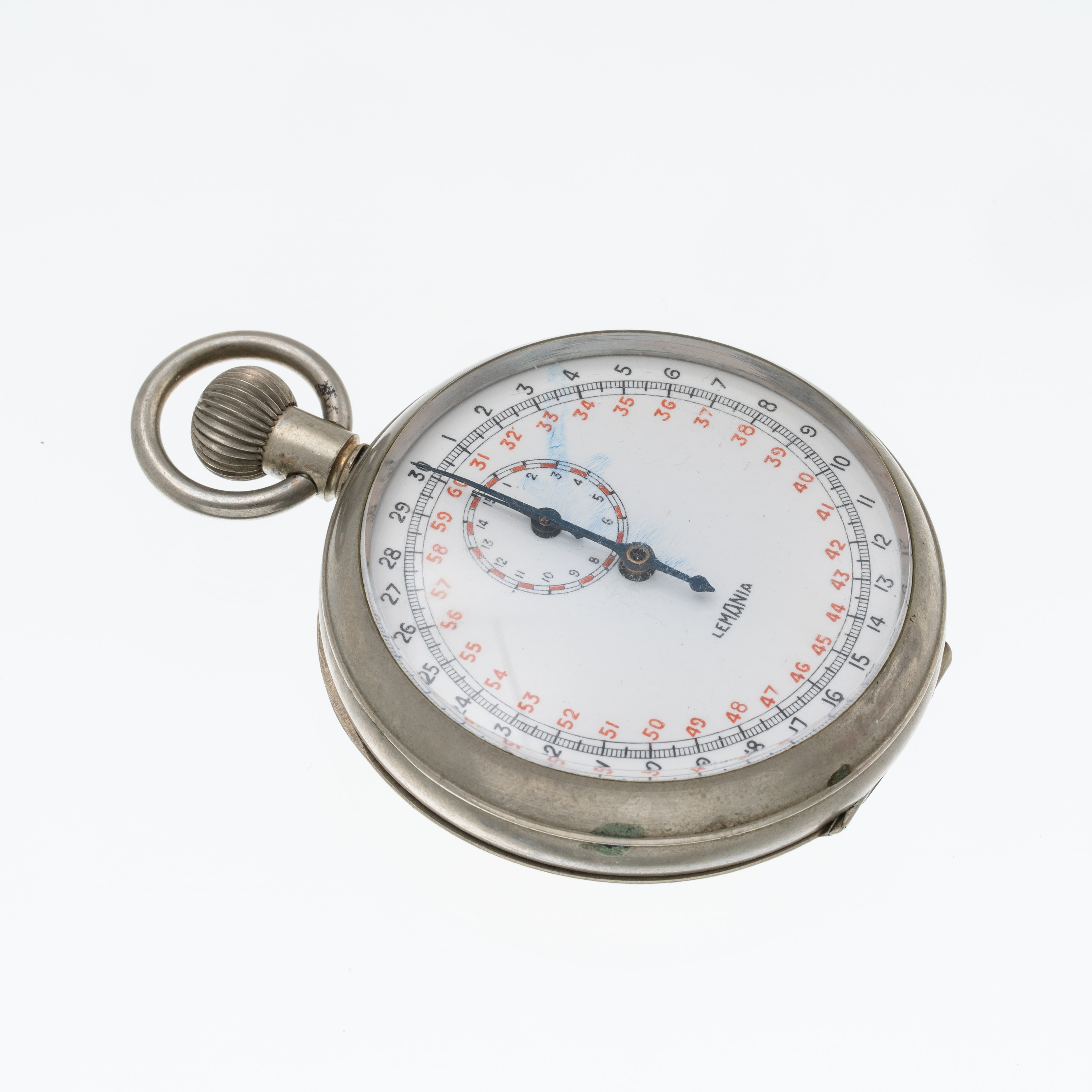 Levrette - Lemania, Orologio da tasca cronografo “sgancia bombe” a carica manuale con quadrante i...