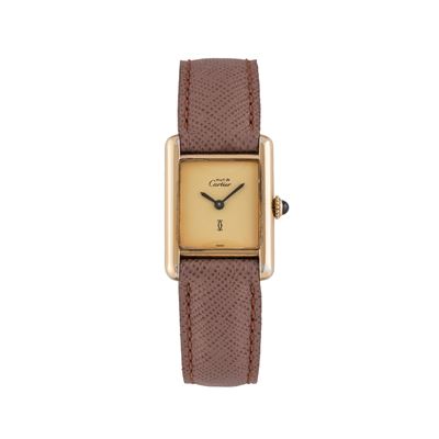 Tank Must De, orologio solo tempo a carica manuale in argento placcato oro con quadrante giallo