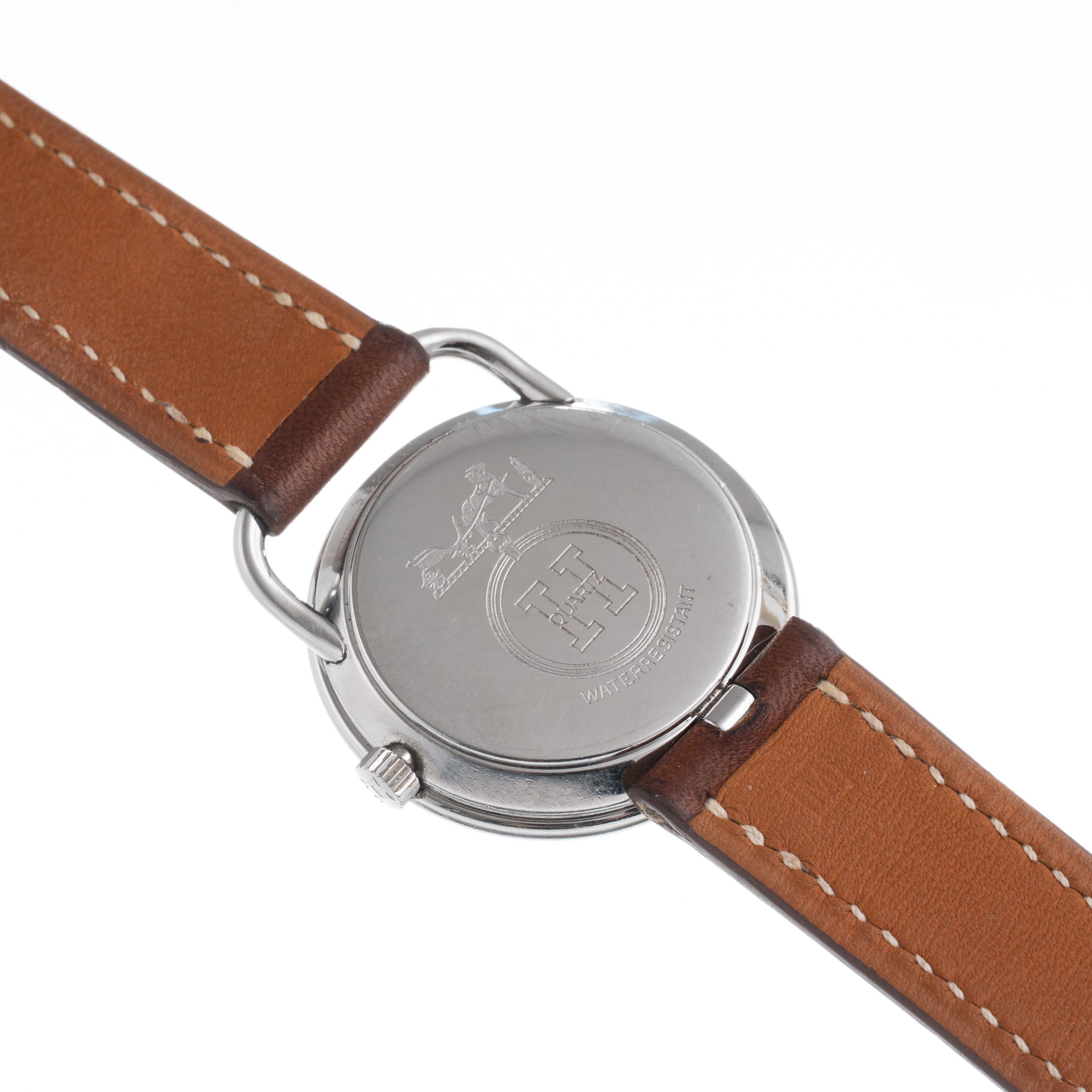 Hermès - Orologio Solo Tempo al quarzo in acciaio con quadrante bianco e datario a ore tre