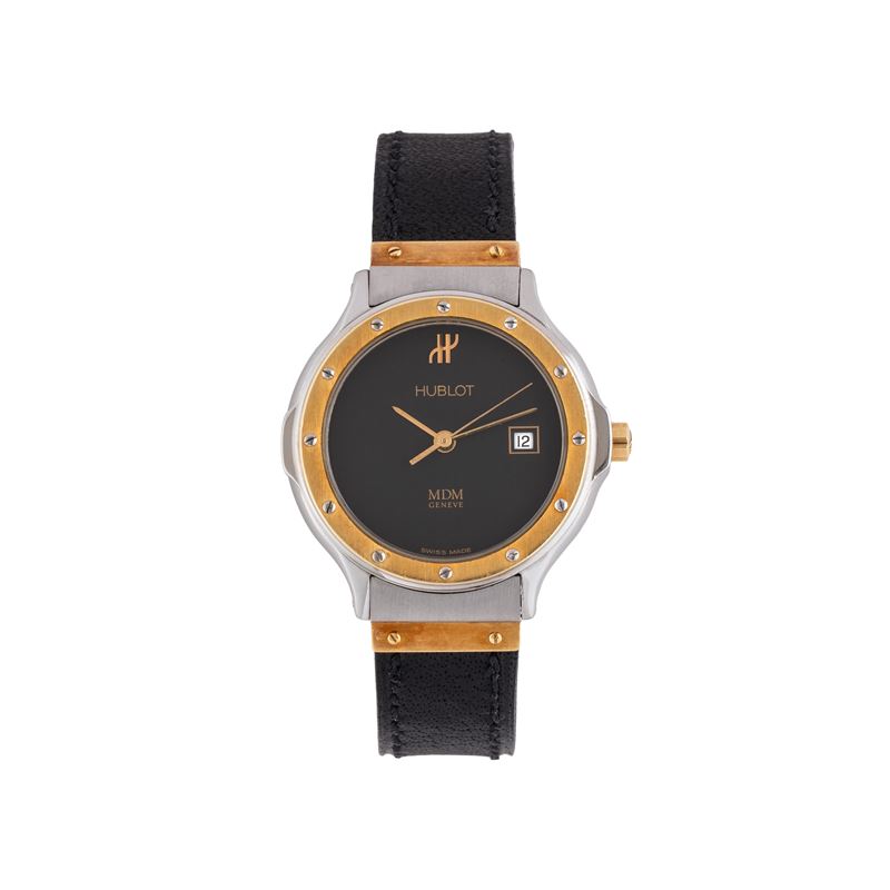 Hublot - Orologio Solo Tempo MDM in acciaio e oro giallo 18 kt con quadrante nero