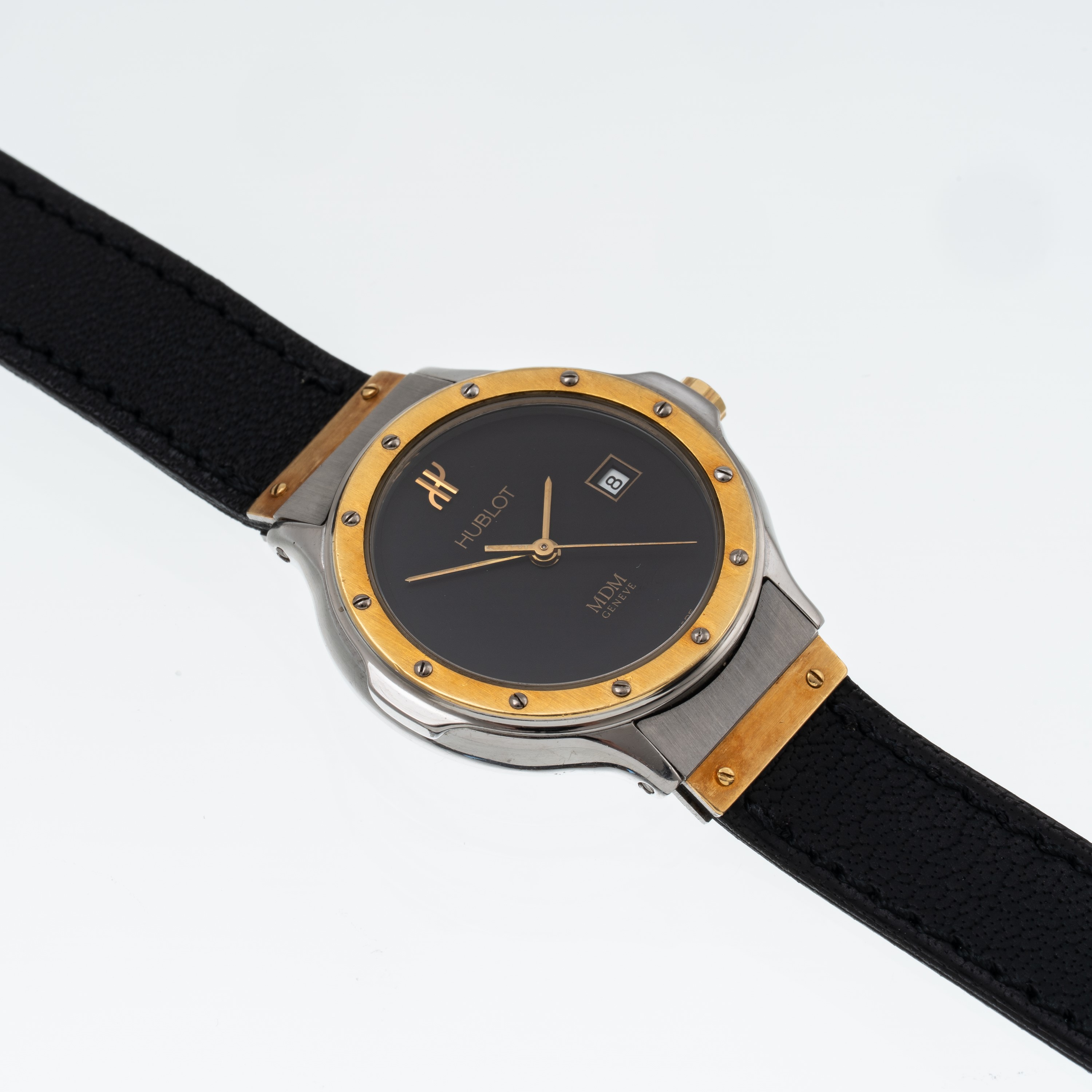 Hublot - Orologio Solo Tempo MDM in acciaio e oro giallo 18 kt con quadrante nero