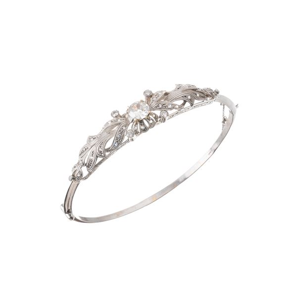 BRACCIALE IN ORO BIANCO 18 KT RODIATO E DIAMANTI