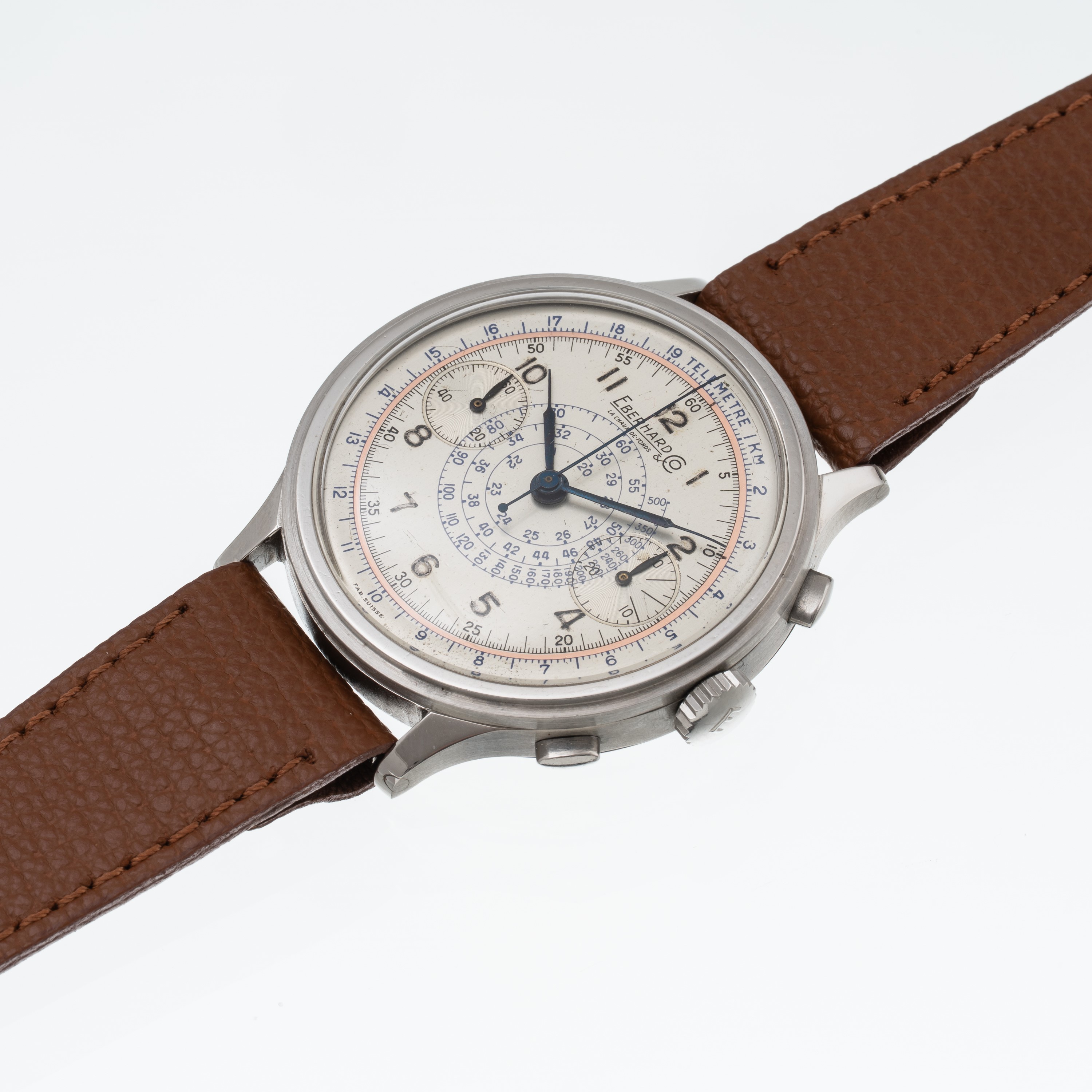 Eberhard - Chronograph – cronografo a carica manuale in acciaio con quadrante grigio bitonale e s...