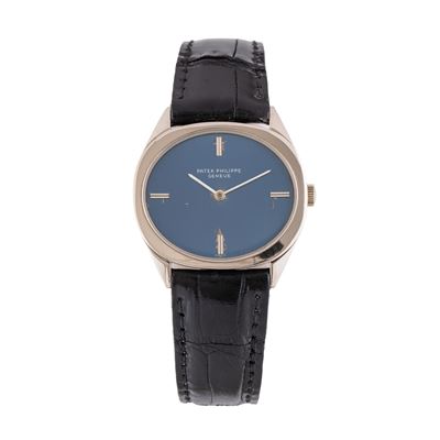 Ellipse, orologio solo tempo a carica manuale in oro bianco 18 kt con quadrante blu