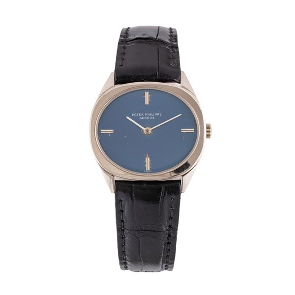 PATEK PHILIPPE - PATEK PHILIPPE - ELLIPSE OROLOGIO SOLO TEMPO A CARICA MANAULE IN ORO BIANCO 18 KT CON QUADRANTE BLU