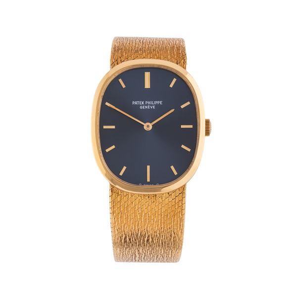 PATEK PHILIPPE - PATEK PHILIPPE - ELLIPSE OROLOGIO SOLO TEMPO A CARICA MANUALE IN ORO GIALLO 18 KT CON QUADRANTE BLU SIGMA E BRACCIALE INTEGRATO IN ORO GIALLO 18 KT