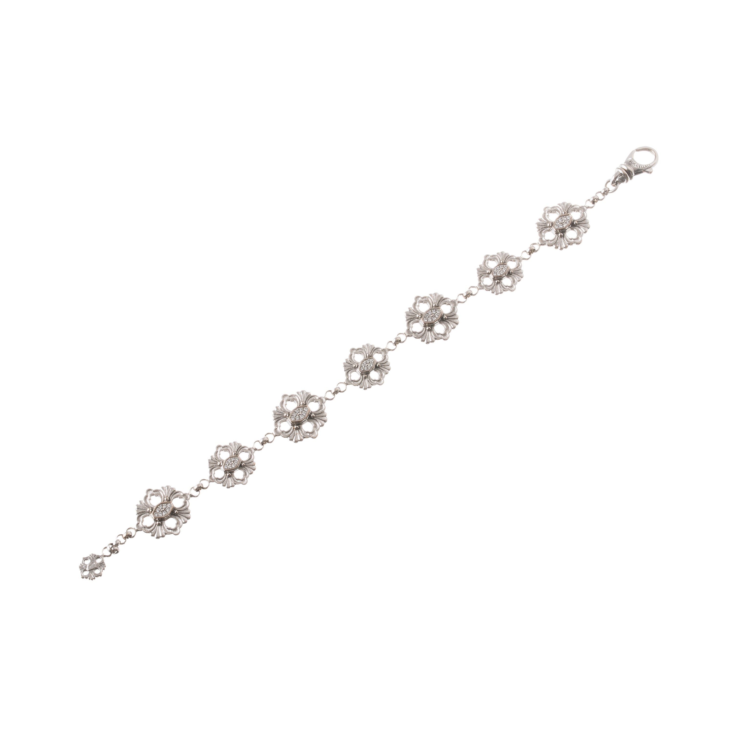 Buccellati, Bracciale modello “Opera” in oro bianco 18 kt con brillanti
