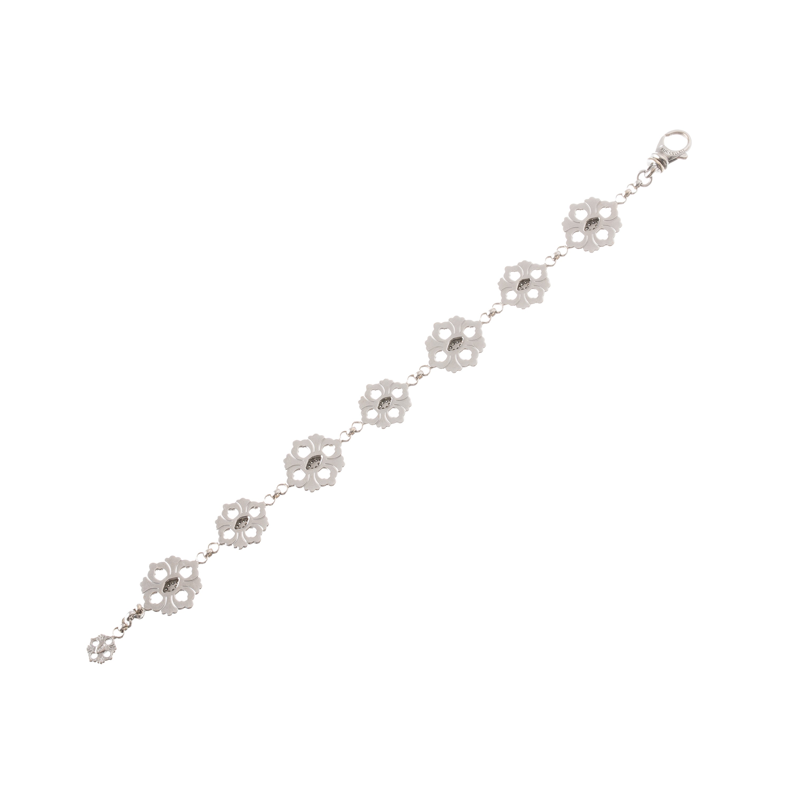 Buccellati, Bracciale modello “Opera” in oro bianco 18 kt con brillanti