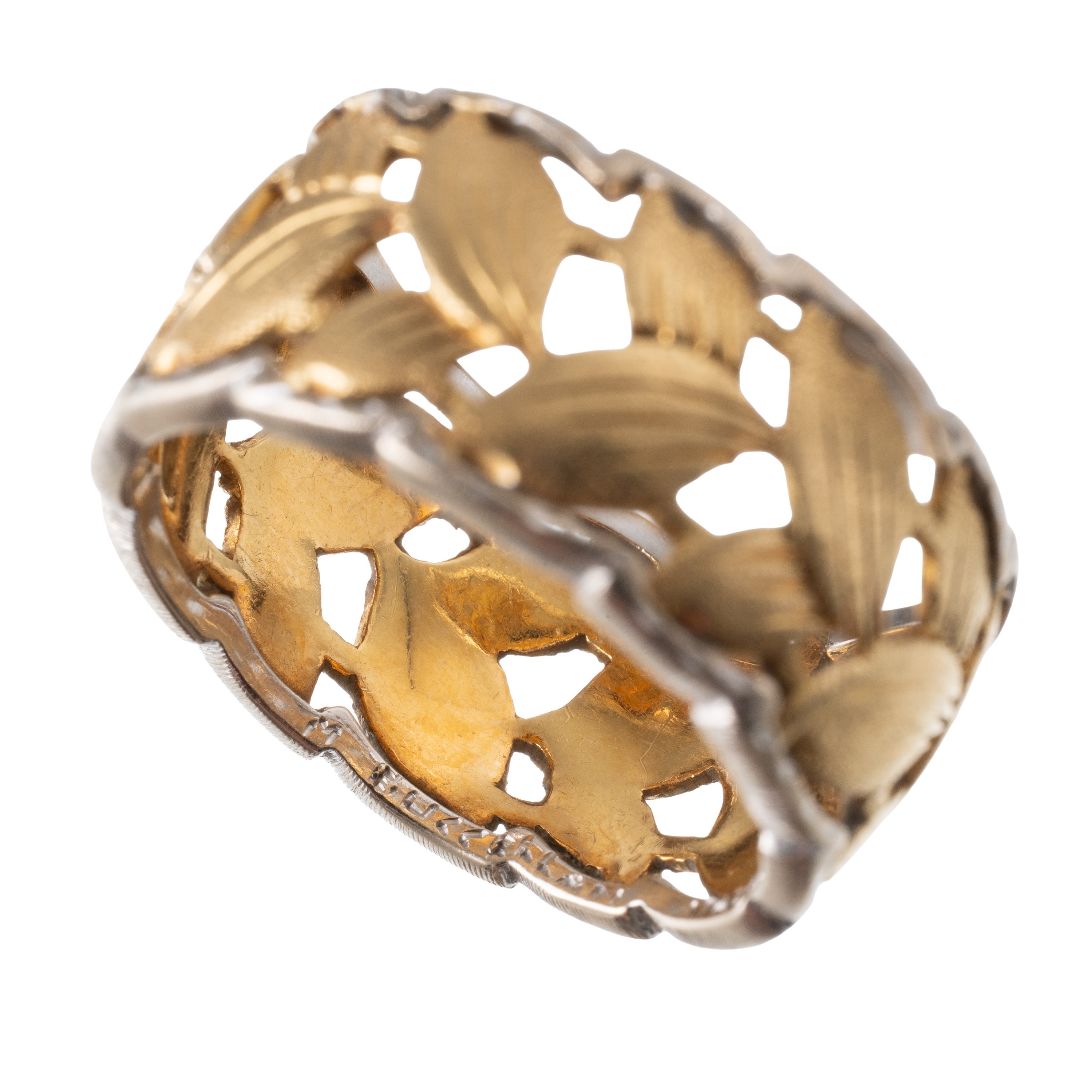 Buccellati, Anello in oro giallo e bianco 18 kt con incisione