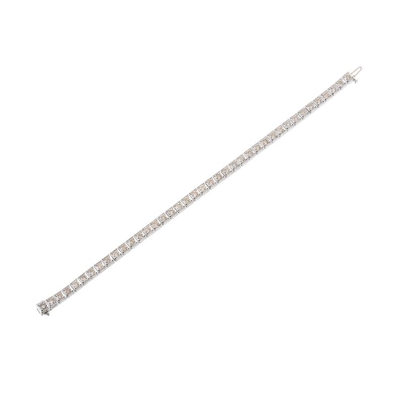 Bracciale tennis in platino con diamanti, taglio brillante