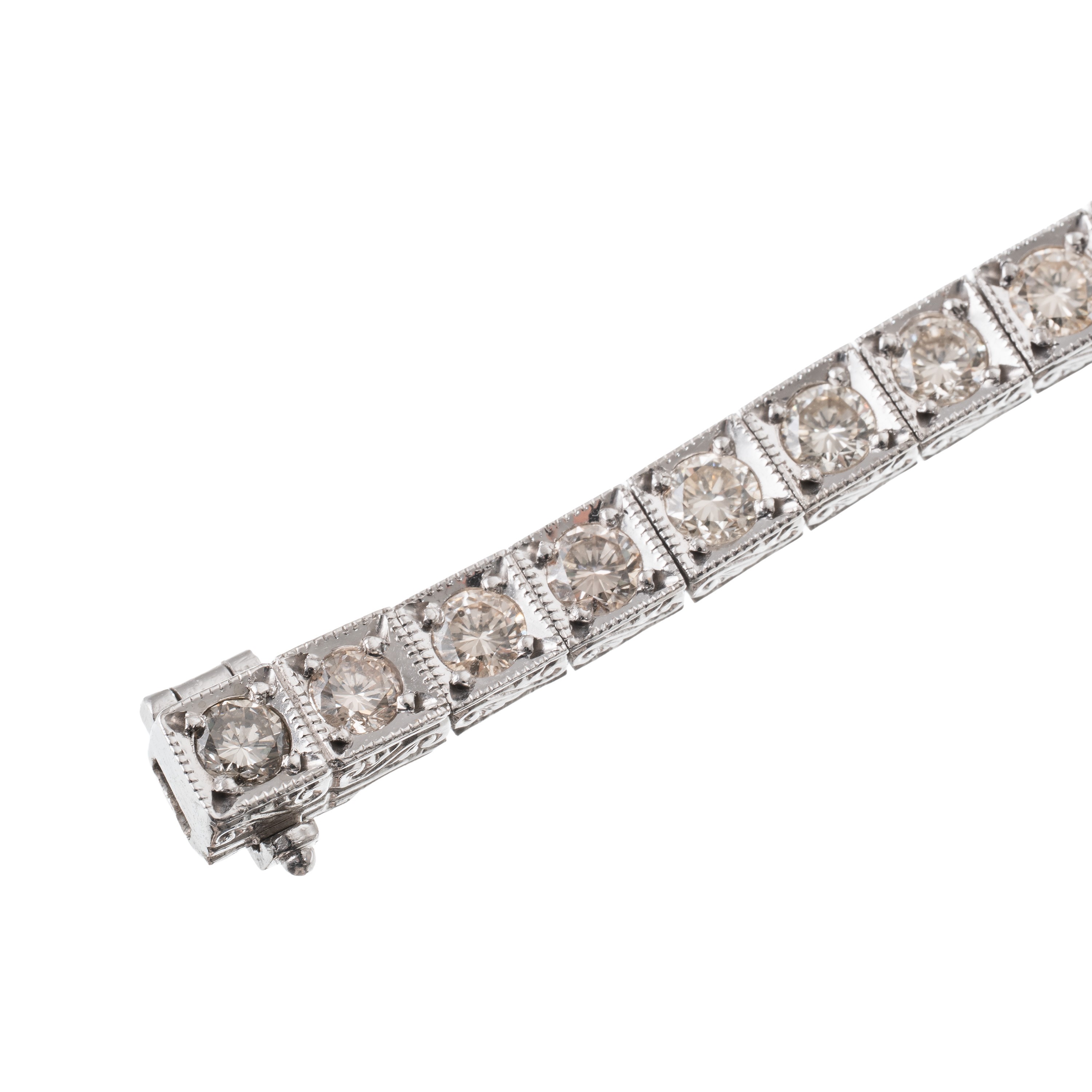Bracciale tennis in platino con diamanti, taglio brillante