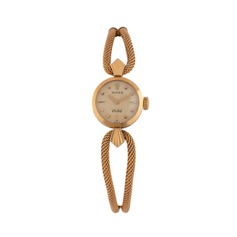 Rolex - Orchid 9060, orologio solo tempo a carica manuale in oro giallo 18 kt con bracciale e qua...