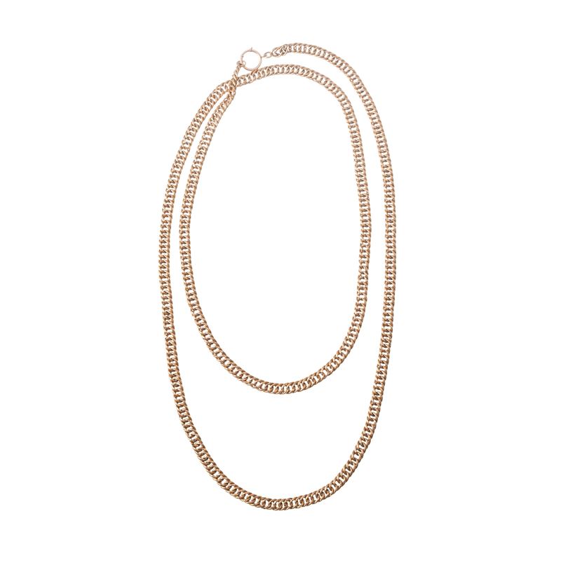 Oro rosa 9 kt, Catena a maglia con punzone a testa di cavallo