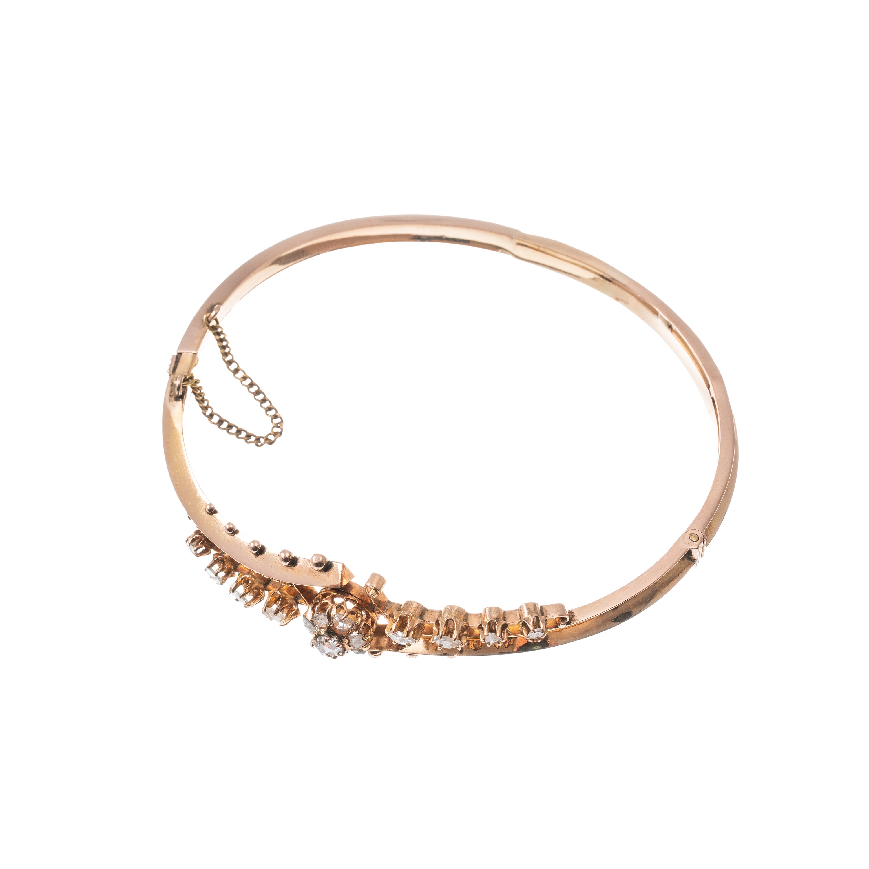 Bracciale in oro rosa 18 kt con rosette di diamante