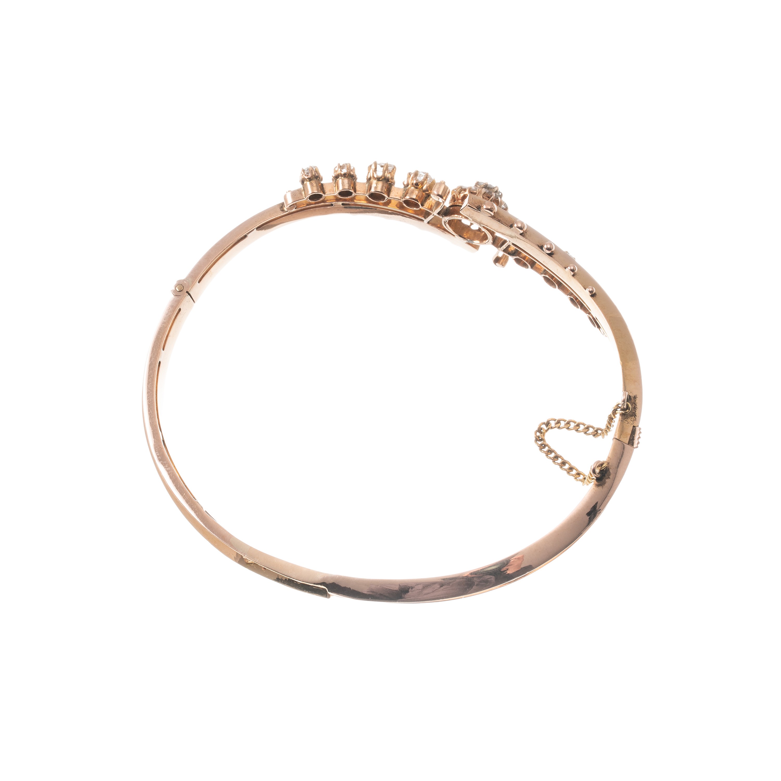 Bracciale in oro rosa 18 kt con rosette di diamante