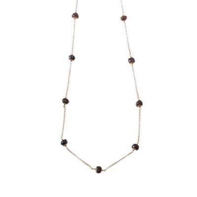 Collana in oro giallo 18 kt con quattordici granati sfaccettati