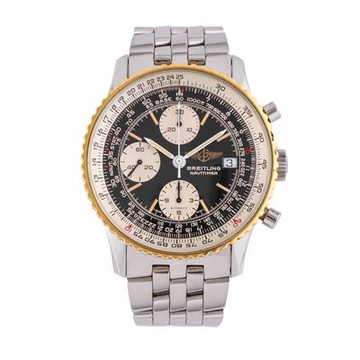 Navitimer 81610, cronografo automatico in acciaio con ghiera bidirezionale in oro giallo 18 kt