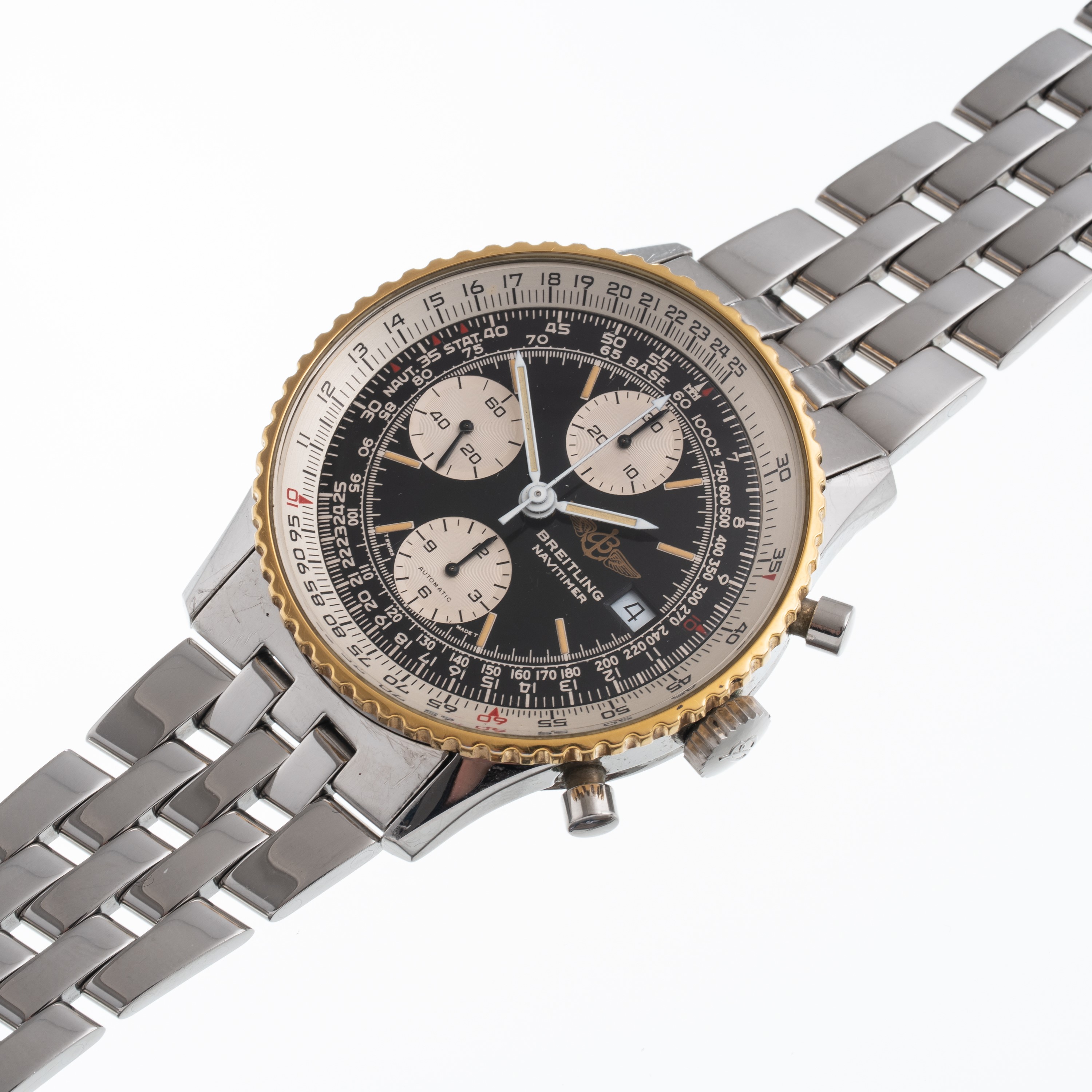 Breitling - Navitimer 81610, cronografo automatico in acciaio con ghiera bidirezionale in oro gia...