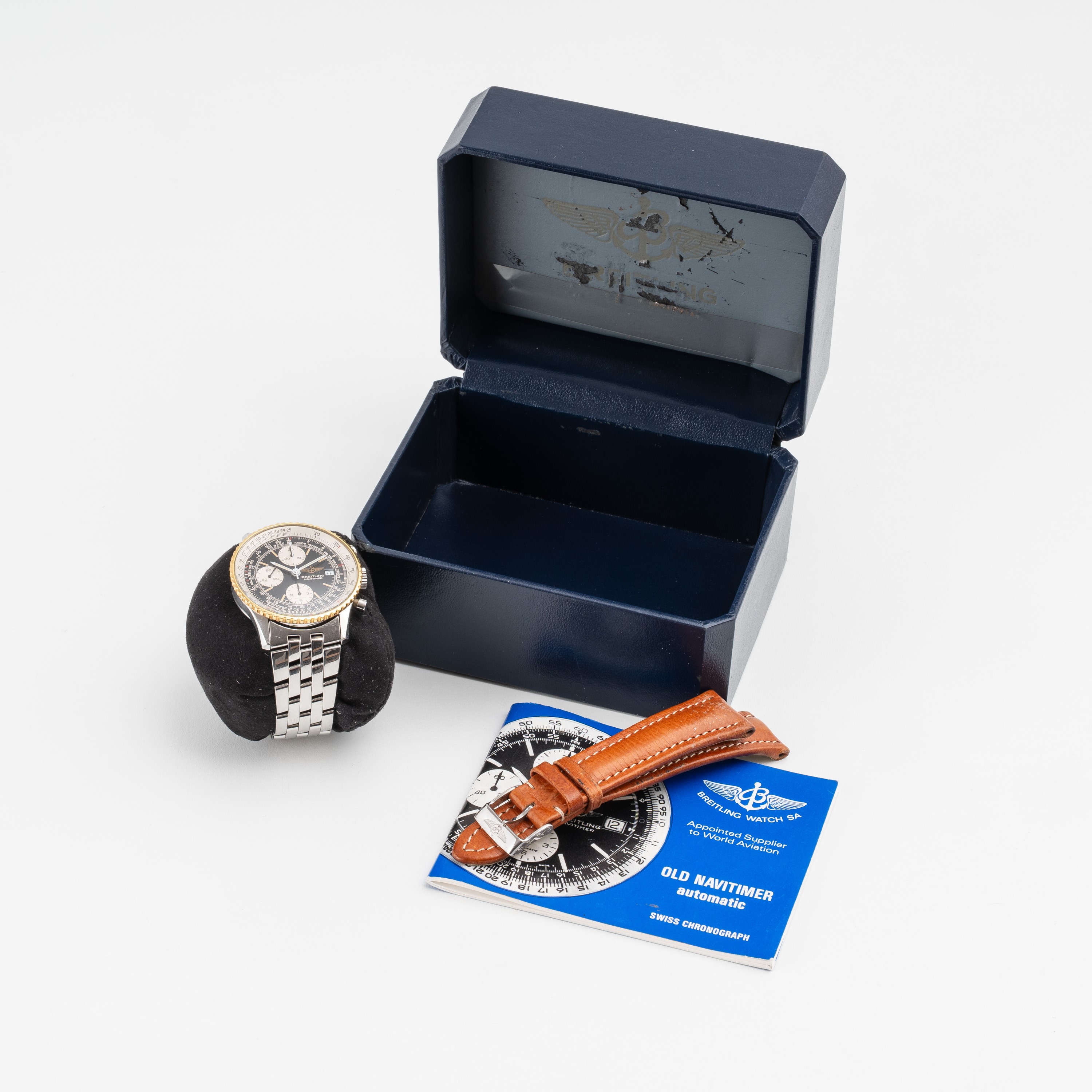 Breitling - Navitimer 81610, cronografo automatico in acciaio con ghiera bidirezionale in oro gia...