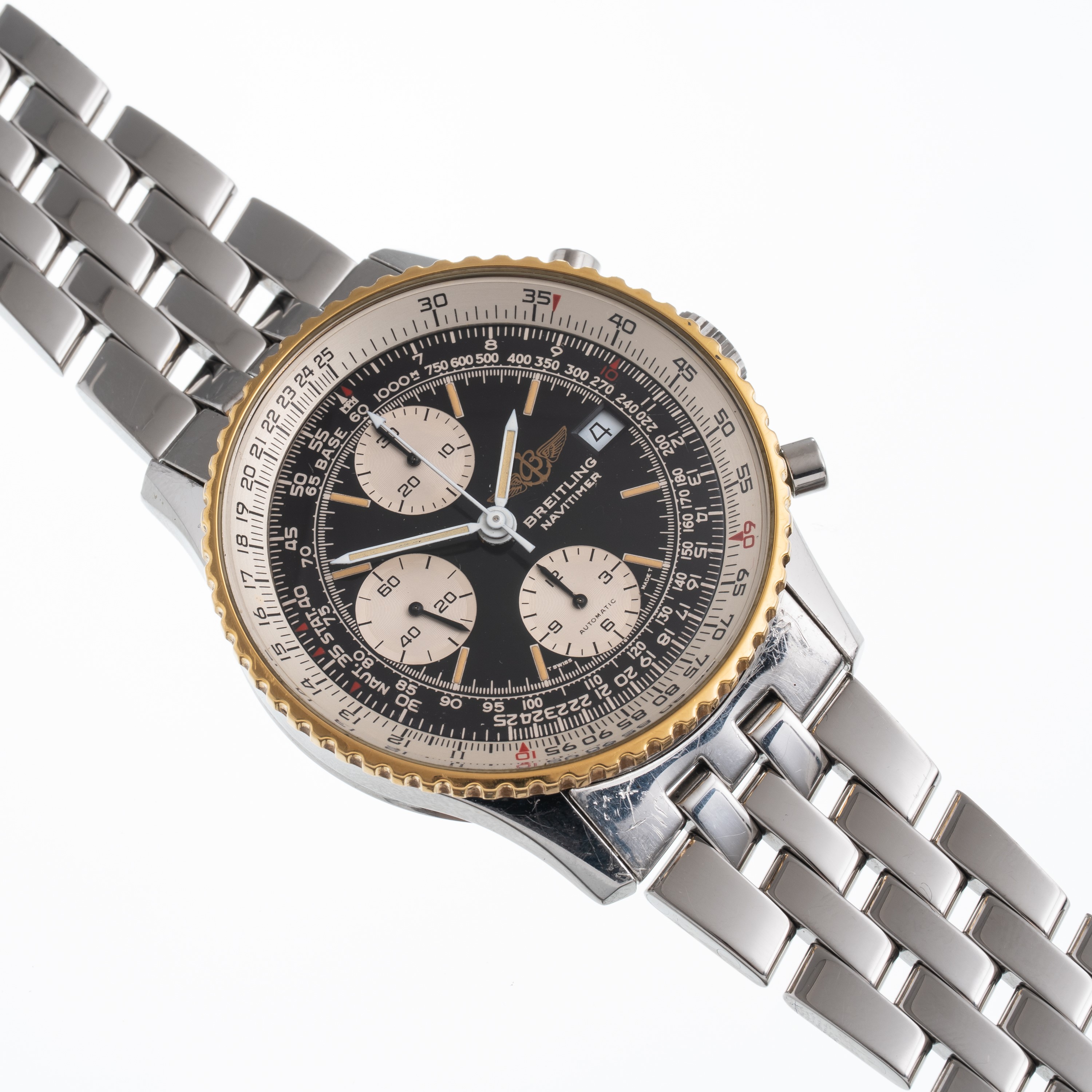 Breitling - Navitimer 81610, cronografo automatico in acciaio con ghiera bidirezionale in oro gia...