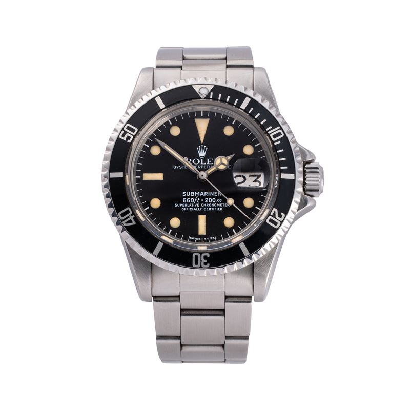 Rolex - Submariner Ref. 1680, orologio automatico in acciaio con quadrante nero (1977)