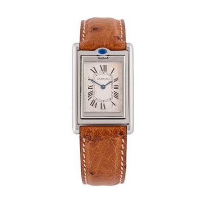 Basculante 2405, orologio solo tempo al quarzo in acciaio, quadrante bianco