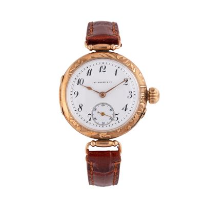 Orologio da polso solo tempo a carica manuale in oro rosa 14 kt con quadrante in porcellana