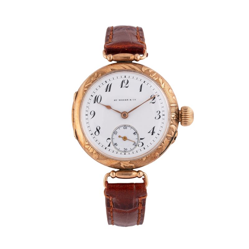 Hy Moser & Cie - Orologio da polso solo tempo a carica manuale in oro rosa 14 kt con quadrante in...