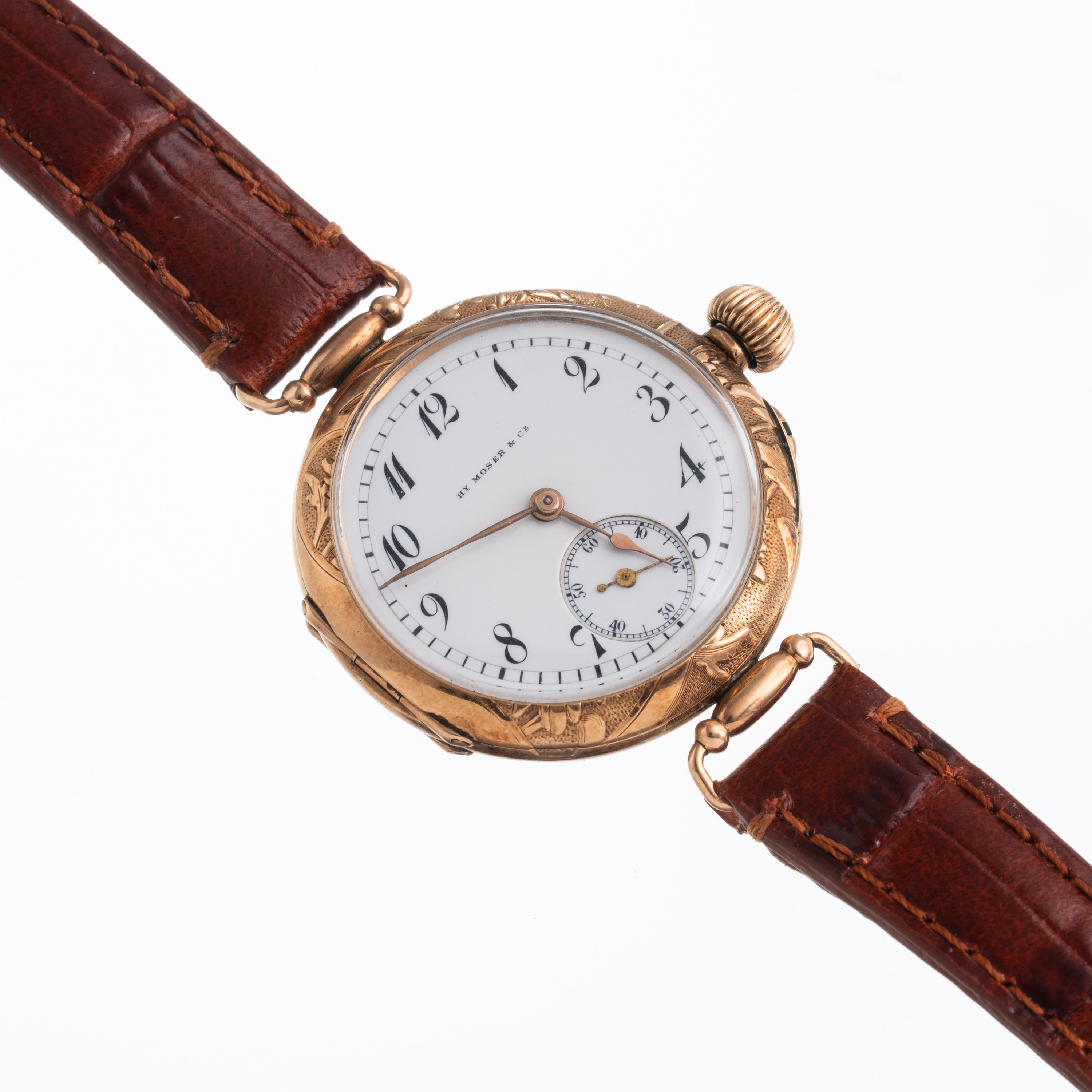 Hy Moser & Cie - Orologio da polso solo tempo a carica manuale in oro rosa 14 kt con quadrante in...