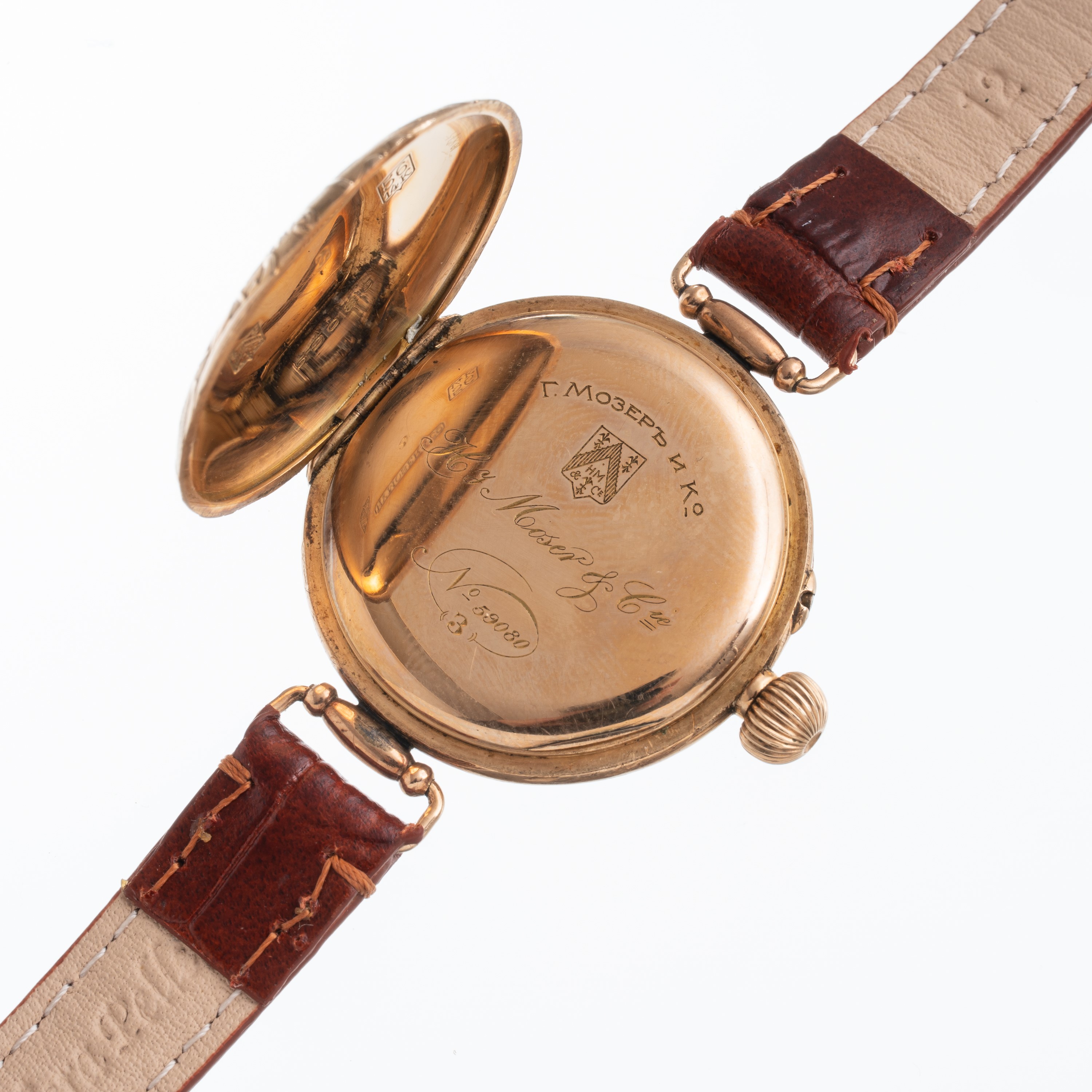 Hy Moser & Cie - Orologio da polso solo tempo a carica manuale in oro rosa 14 kt con quadrante in...