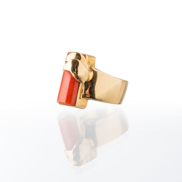 PAROURE IN ORO GIALLO 18 KT E CORALLI ORIENTALI 