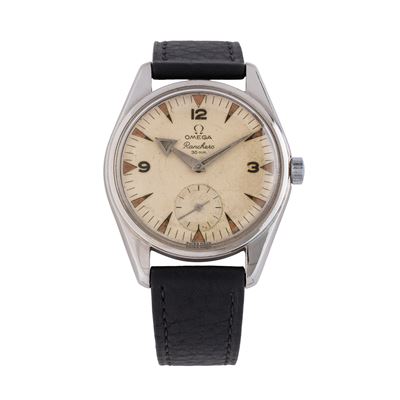 Ranchero 2990-1, orologio solo tempo a carica manuale in acciaio con quadrante bianco (1959)