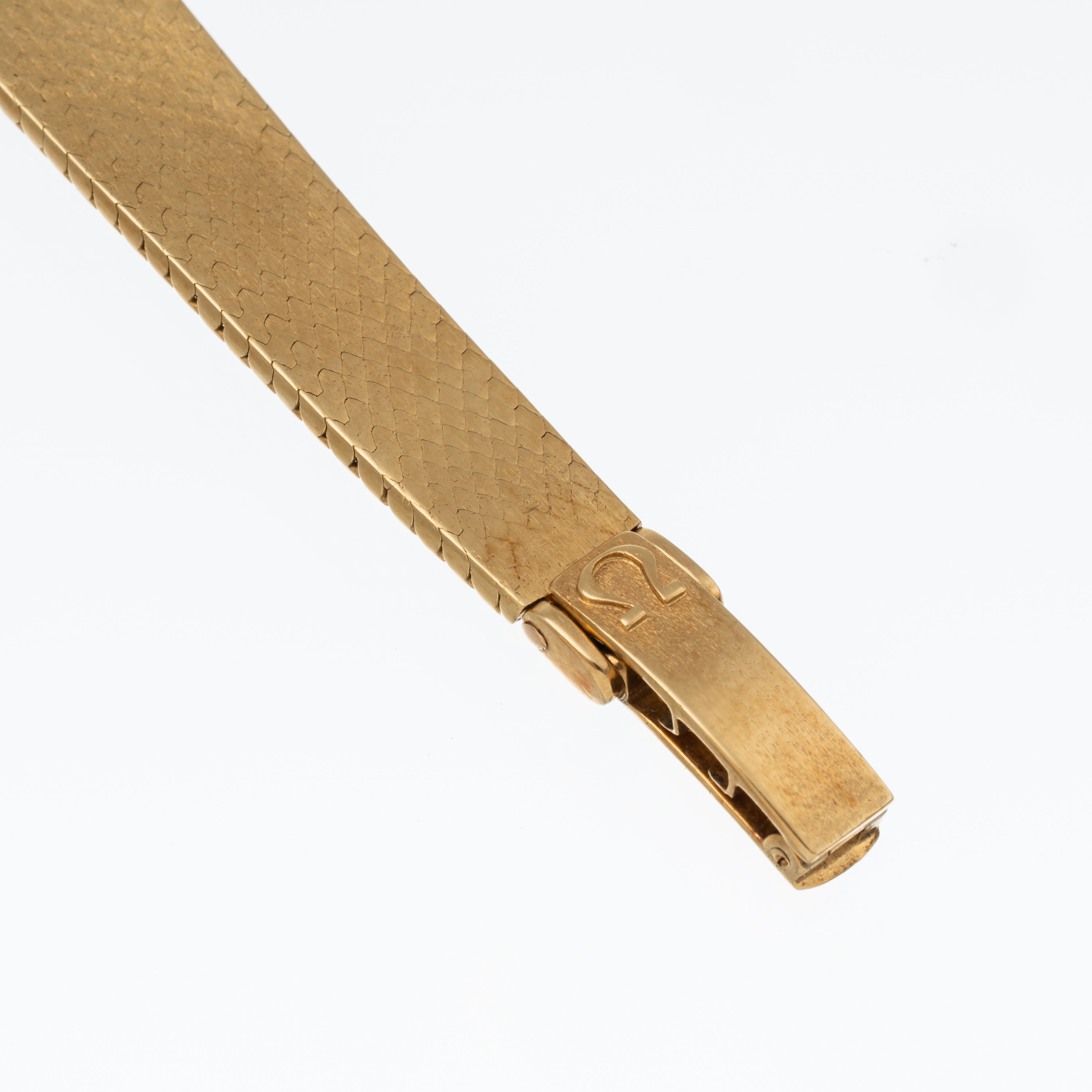 Omega - Orologio solo tempo in oro giallo 18 kt con quadrante in onice e ghiera con diamanti