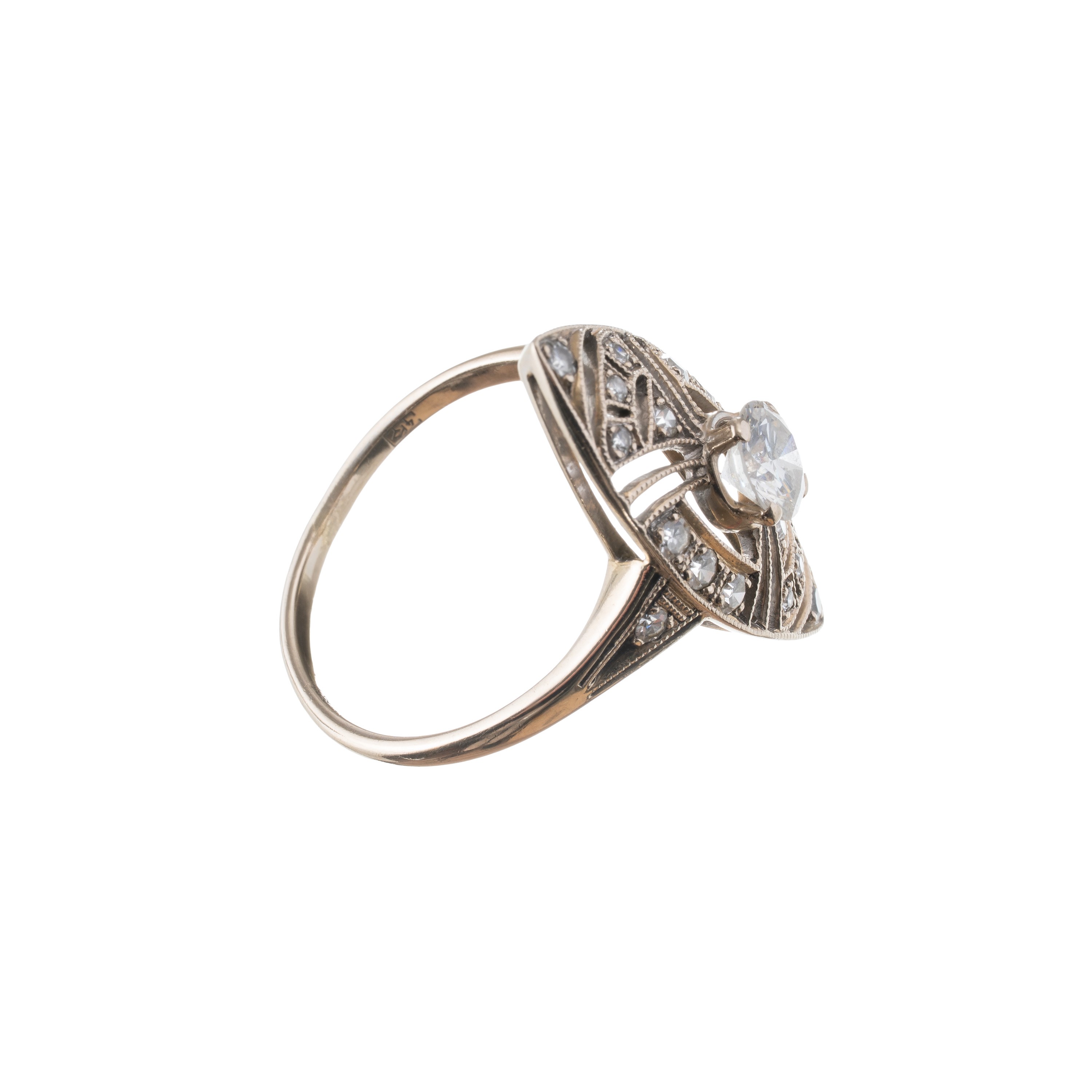 Anello in oro bianco 18 kt con diamante centrale e diamanti laterali