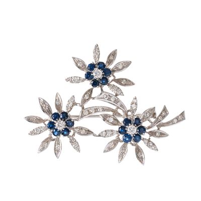 Spilla in oro bianco 18 kt con diamanti, taglio brillante